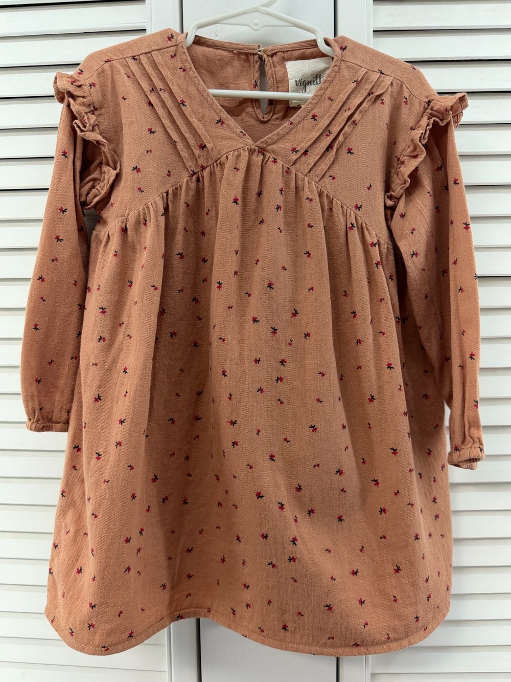 Vignette size 3Y Girls' Rust Floral Long-Sleeve Dress